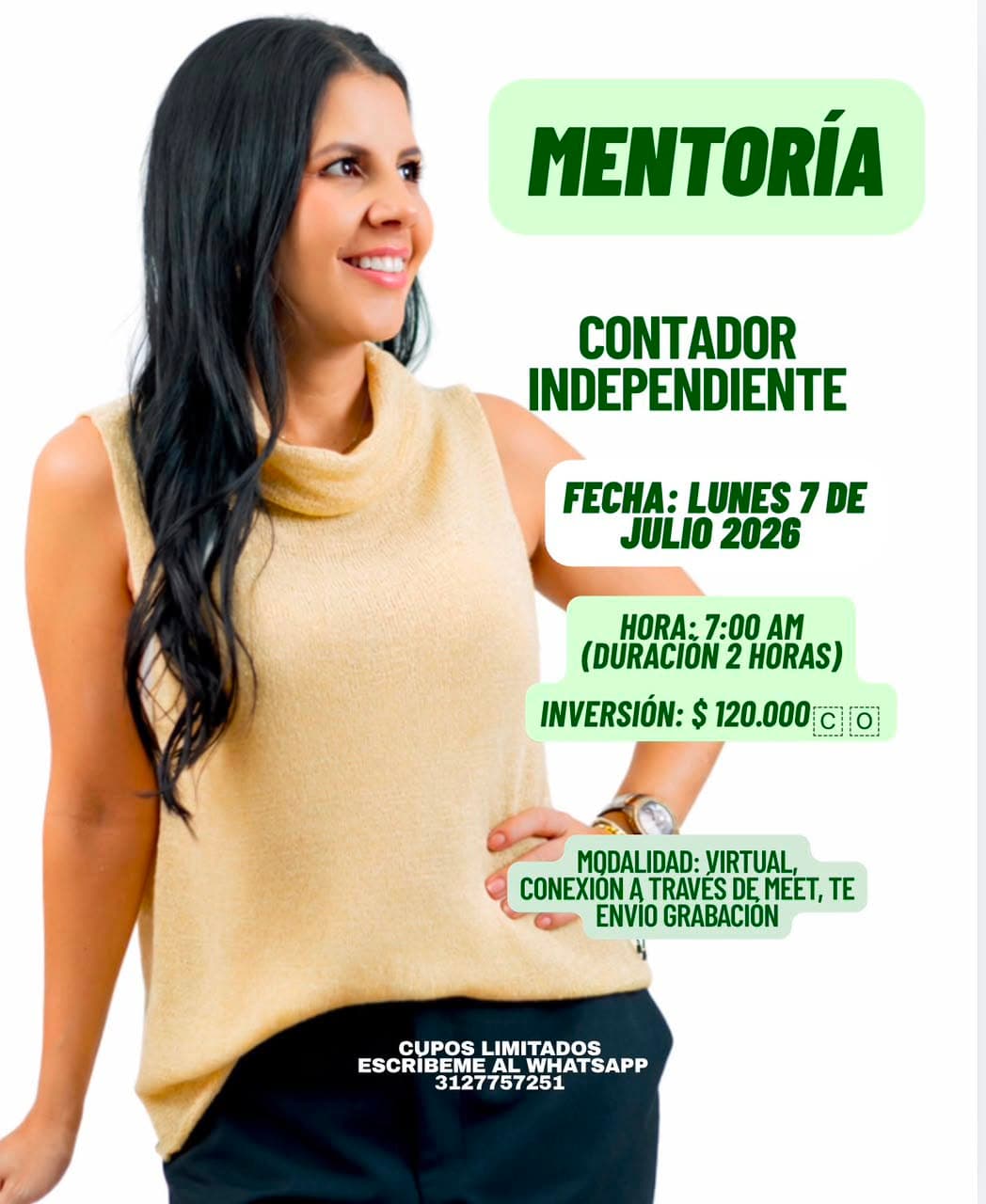 Flyer informativo del taller contable CocoLU de Lorena Uribe - Opción 2